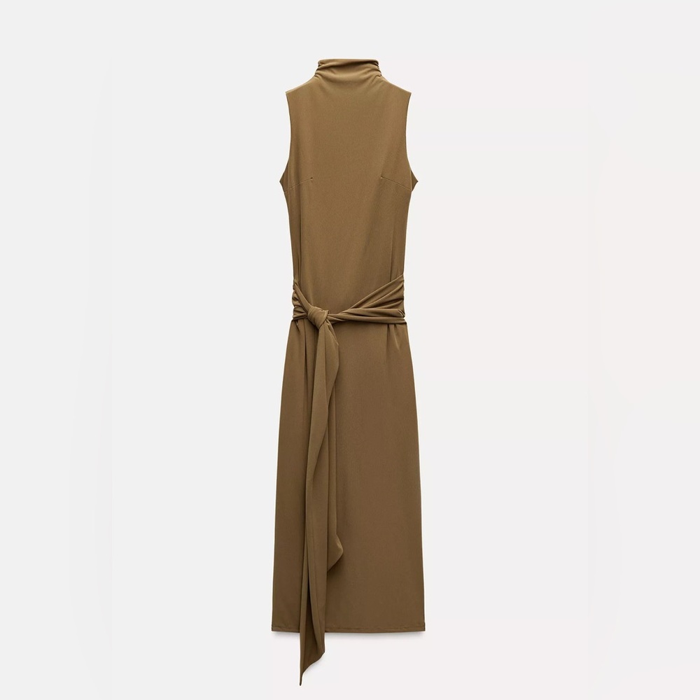 Zara Tan Sleeveless Midi Dress